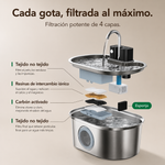 Bebedero Automático con Filtro para Perros y Gatos – Acero Inoxidable